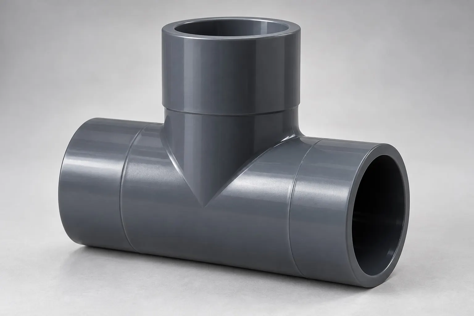 Tee de PVC gris para derivaciones de agua fría